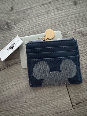 Disney Denim Navy Card Holder Wallet with Gold Charm